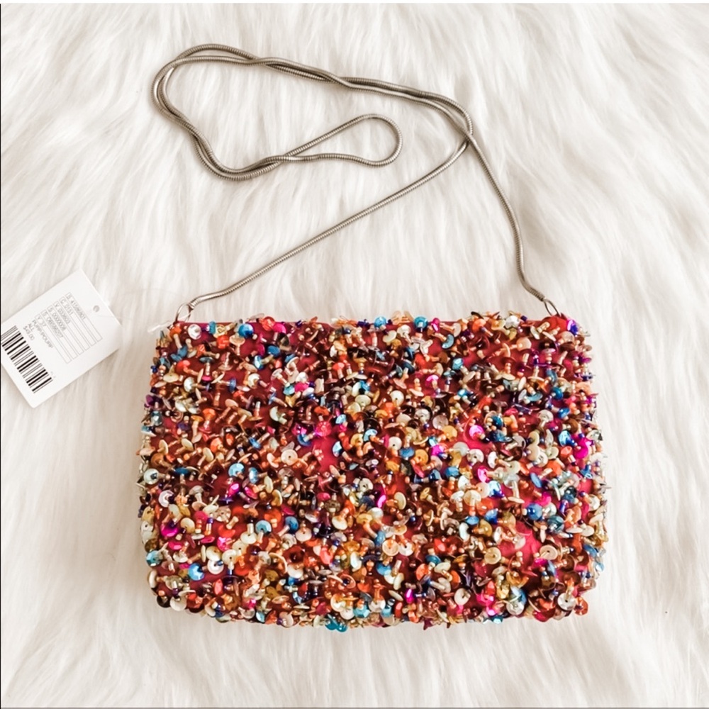 NWT [uo] pink beaded confetti small shoulder bag